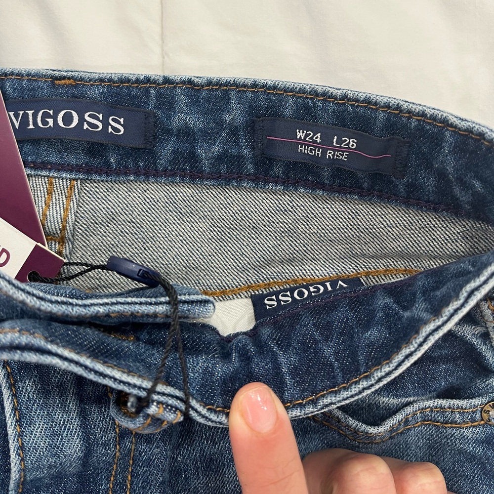 VIGOSS | Womens Friday Tapered Boyfriend High Rise Denim Blue Jeans NWT SIZE 24 - Picture 7 of 8